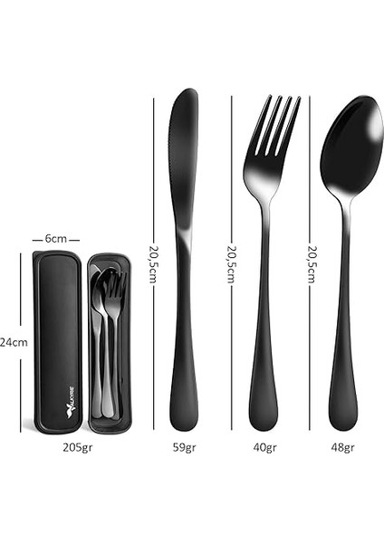 Kutulu Yolculuk Çatal Bıçak Kaşık Seti Ofis Restaurant Okul Kamp 1. Sınıf Paslanmaz Çelik C3403 modelleri