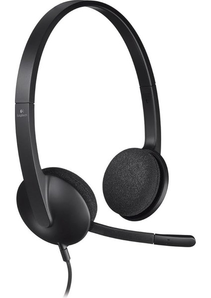 H340 Mikrofonlu Stereo Kulaklık, Gürültü Azaltmalı Ayarlanabilir Mikrofon, Döner Kulak Dolgusu, USB Bağlantısı, 1,8 M Kablo, Pc/mac/laptop, Siyah