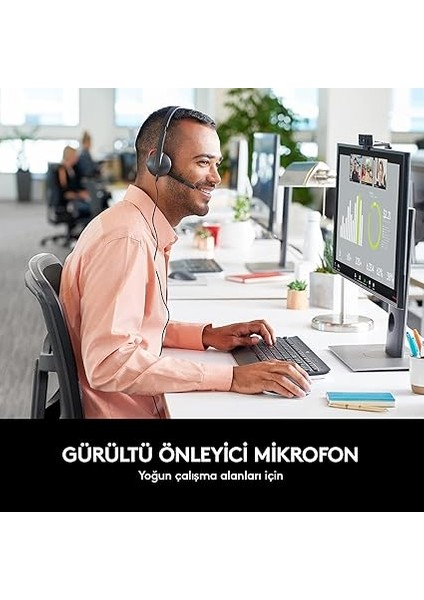 H340 Mikrofonlu Stereo Kulaklık, Gürültü Azaltmalı Ayarlanabilir Mikrofon, Döner Kulak Dolgusu, USB Bağlantısı, 1,8 M Kablo, Pc/mac/laptop, Siyah fiyatları