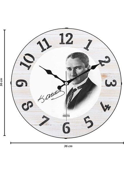 36 cm Gerçek Bombe Cam Akar Saniye Sessiz Mekanizma Dekoratif Atatürk Duvar Saati modelleri