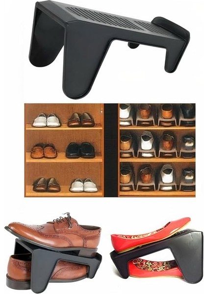 Dolap Içi Dışı Ayakkabı Düzenleyici Plastik Rampa Terlik Ekstra Saklama Istifleme Organizeri Siyah (10) fiyatları