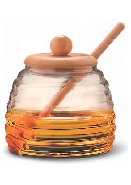 Bambu Kapaklı Cam Bal Kavanozu – 420ML | Kaşıklı &amp; Şık Sunum Kavanozu | Doğal Ahşap Kapaklı Cam Bal Saklama Kabı modelleri