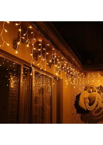 8 Fonksiyonlu Dekoratif Saçak LED Sarkıt Perde LED Eklenebilir LED Süsleme LED Peri LED Işık Ledli Işık Yılbaşı LED Yılbaşı Işık Yılbaşı Süsü (4 Metre)