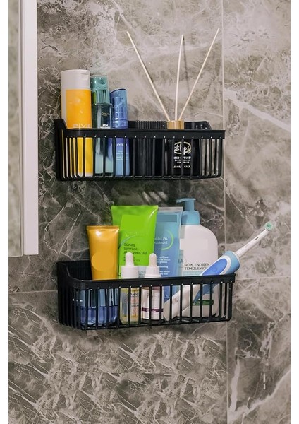 Yapışkanlı Banyo Rafı, 2'li Banyo Düzenleyici, Duş Rafı Organizer Şampuanlık, Duşakabin Rafı, Banyo Organizeri, Banyo Askısı Plastik fırsatları
