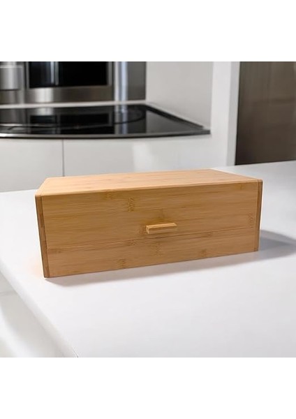 Bambu Ekmek Kutusu - Ekmek Dolabı, Çok Amaçlı Ekmeklik, Doğal Bambu Saklama Kutusu (40X23X14CM) - Mutfak, Tezgah ve Kiler Için modelleri