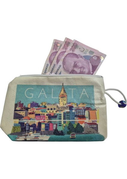 Galata Kulesi Baskılı Bez Cüzdan modelleri
