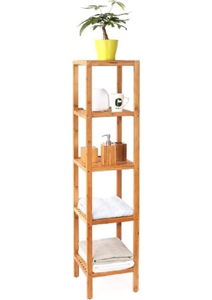 5 Raflı Doğal Ahşap Çiçeklik Çok Amaçlı Raf Düzenleyici Kitaplık fiyatları