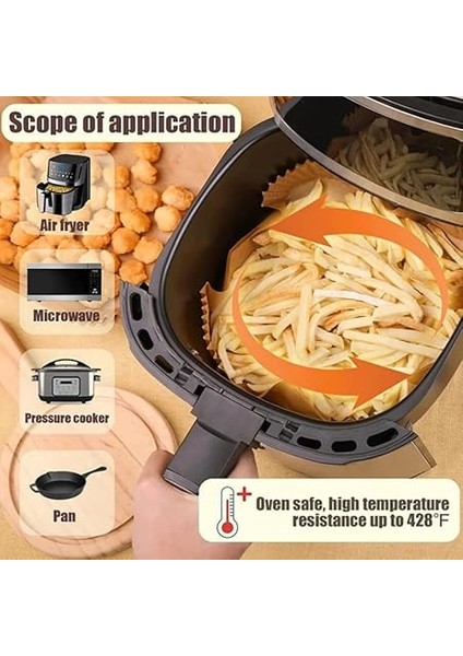 Airfryer Pişirme Kağıdı, Fritöz Yağlı Kağıdı, Yanmaz Kağıt 50 Adet (Kare) Bowl 1.sınıf indirimleri