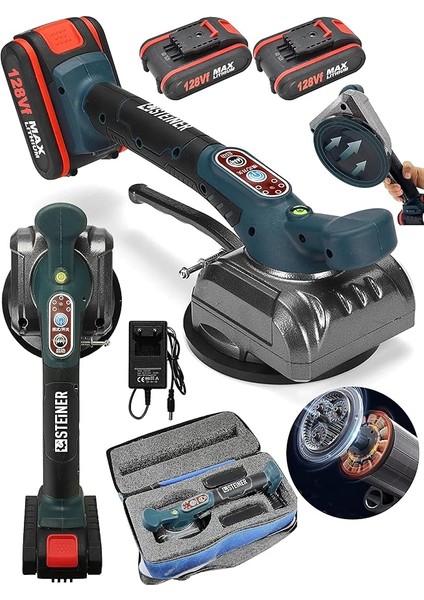 Alman 128 Vf Profesyonel Metal Şanzuman Çift Akülü Fayans Cam Karo Döşeme Vantuz Makinesi Çantalı