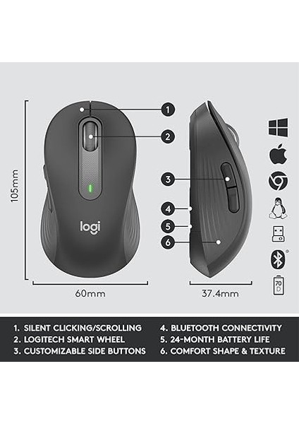 Signature MK650 Multi-Device Bolt Alıcılı Bluetooth Kablosuz Klavye ve Mouse Seti Türkçe Q - Siyah modelleri