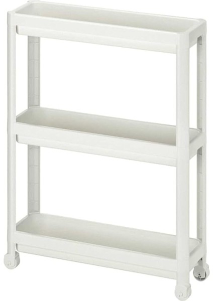 Tekerlekli Dikdörtgen 3 Katlı Raf Ünitesi - Banyo Mutfak Düzenleyici Organizer Raf - Modern Shelf Unit (Beyaz) modelleri