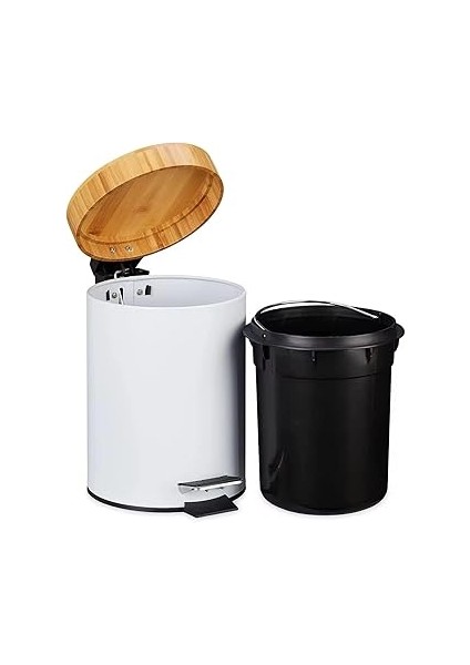 Home Bambu Kapaklı Metal Çöp Kovası – Hidrolik Sistemli Yavaş Kapanma Özellikli, Pedallı, Banyo ve Mutfak Için Şık ve Fonksiyonel Tasarım (Beyaz, 3 Litre) fiyatları