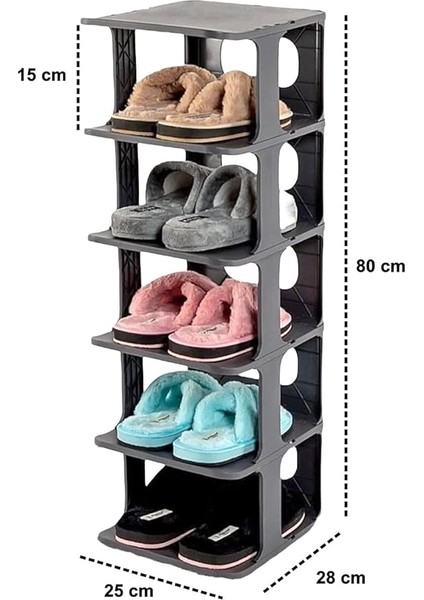 Home 5 Katlı Plastik Ayakkabılık Raf, Eklenebilir ve Büyütülebilir Düzenleyici Organizer, Kapı Önü ve Ev Içi Kullanım Için Ideal, Uzun Ömürlü ve Dayanıklı (Antrasit Gri) modelleri