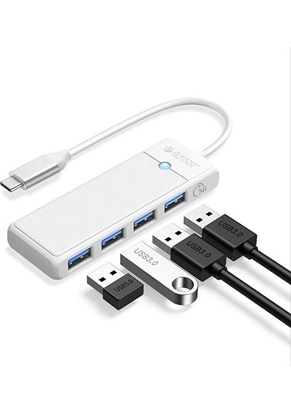 4 Portlu Type-C To USB 3.0 Yüksek Hızlı 5gbps Hub Çoklayıcı Beyaz fiyatları