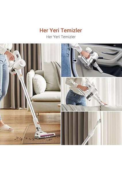 U10 Pro Kablosuz Dikey Süpürge, 30000PA, Beyaz modelleri