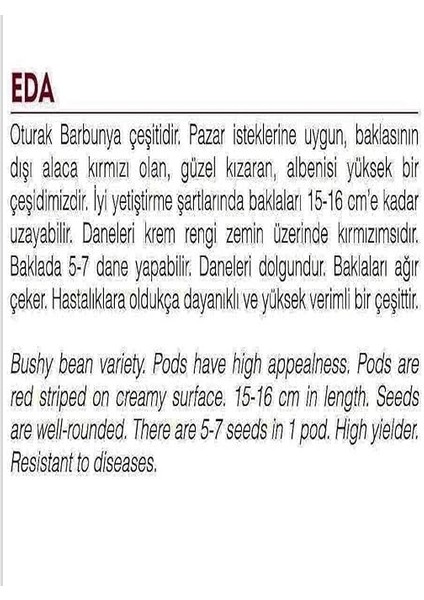 Tarım Ata Tohumu Yerli Oturak Barbunya Eda 30 Adet Tohum fiyatları