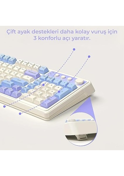 S99 Retro Rgb Gaming 3 Modlu Bluetooth/2.4ghz/usb-C Kablosuz Makrolu Türkçe Q Klavye Yeşil indirimleri