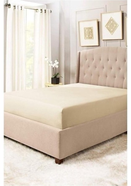 Tek Kişilik 100X200 Lastikli Penye Çarşaf (Krem / 100 x 200)