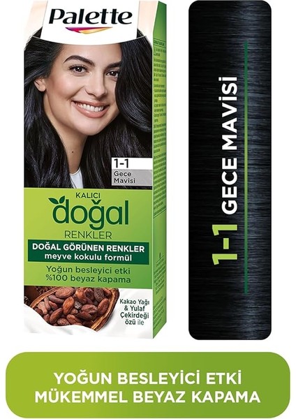 Kalıcı Doğal Renkler 1-1 Gece Mavisi Kakao Yağı &amp; Yulaf Çekirdeği Özlü Saç Boyası modelleri