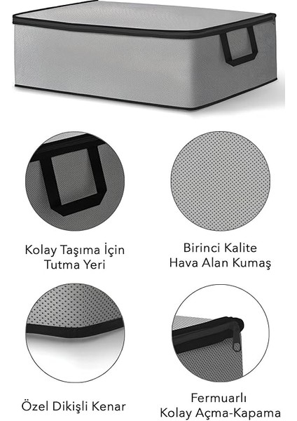 6 Adet Hurç Seti Gri Siyah Büyük Boy 64 x 45 x 22 Yorgan Hurcu Battaniye Yastık Baza Altı Dolap Üstü Çeyiz Bohçası Düzenleyeci Organizer fiyatları