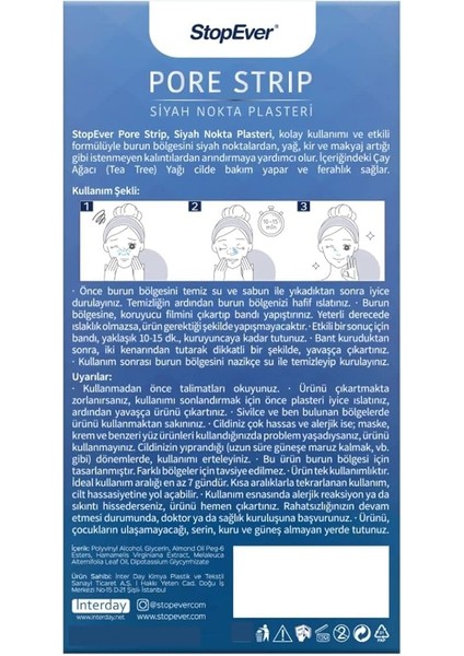 Pore Strip Siyah Nokta Bandı – 2'li Paket (Charcoal + Tea Tree) | Siyah Nokta Karşıtı | Gözenek Temizleyici | Aktif Karbon &amp; Çay Ağacı Özlü | 12 Adet fiyatları