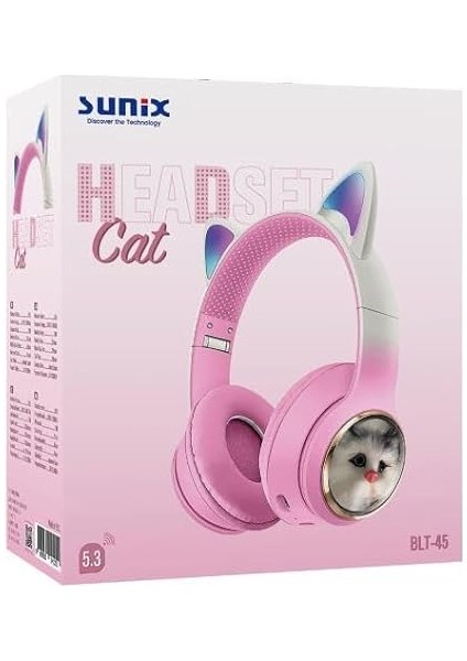Wireless 5.3 Stereo Kedili Kulak Üstü Bluetooth Kulaklık Pembe Blt-45 fiyatları