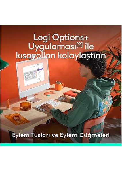 Pop Icon Combo Kablosuz Klavye ve Mouse Seti, Bluetooth, Konforlu Tasarım, Programlanabilir Tuşlar, Sessiz Tıklamalar, 3 Cihaza Kadar Easy-Switch, Türkçe Q Klavye, Beyaz fırsatları