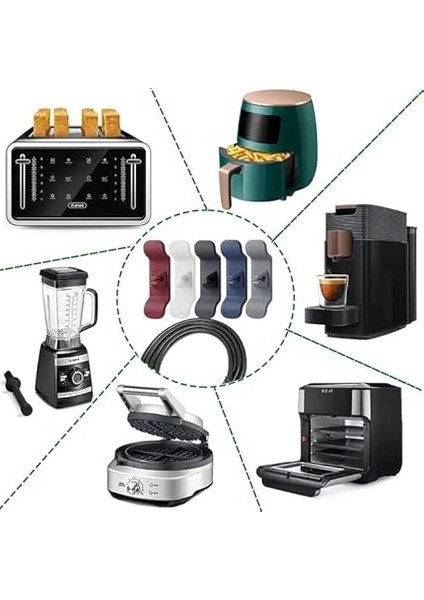 Home 6 Adet Yapışkanlı Airfrey Tost Makinesi ve Küçük Mutfak Aletleri Için Kablo Düzenleyici, Pratik ve Temiz Görünüm Sağlayan, Kolay Montajlı Kablo Yönetim Seti modelleri