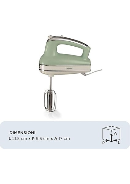 Vintage El Mikseri Yeşil 1548/04-450 Watt, 5 Hız, Çırpma ve Yoğurma Başlıkları, Turbo Fonksiyonu fiyatları