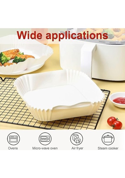 Home Beyaz Airfryer Pişirme Kağıdı, Fritöz Yağlı Kağıdı, Yanmaz Kağıt 50 Adet (Kare) (50) modelleri