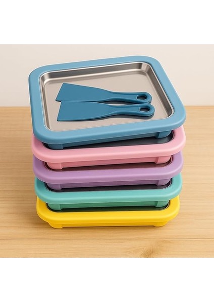 Tipi Dondurma Tavası, Paslanmaz Çelik Yüzeyli, Spatulalı, Rulo Dondurma ve Yoğurt Yapma Tepsisi fırsatları