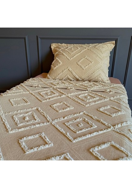 Iskandinav Püsküllü Tek Kişilik Yatak Örtüsü Cappuccino 180 x 250 Tek Yastık fiyatları