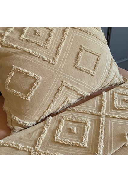 Iskandinav Püsküllü Tek Kişilik Yatak Örtüsü Cappuccino 180 x 250 Tek Yastık modelleri