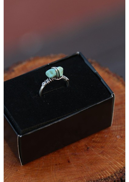 Turkuaz Doğal Taş Tel Sarmalı Spiritüel Enerji Yüzük
