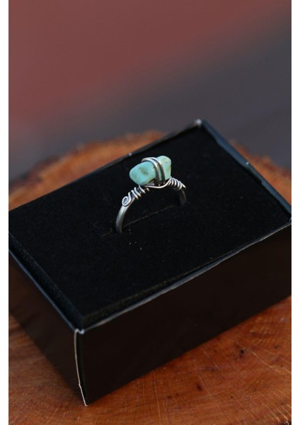 Turkuaz Doğal Taş Tel Sarmalı Spiritüel Enerji Yüzük fiyatları