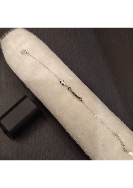 925 Ayar Gümüş Mor Arabalı Model Bebek/çocuk Bilekliği -Şık Tasarım- Isim Yazdırılabilir. 17 (+4)Cm - 1 mm