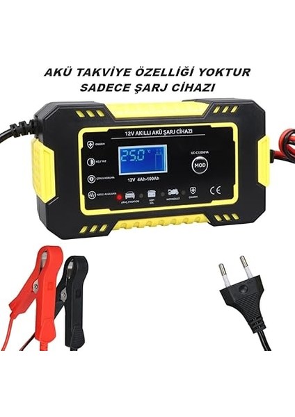 Akü Şarj Cihazı Göstergeli Jel Asitli Sulu Kuru Tip Akülere Uygun Battery Charger (Takviye Özelliği Yoktur) (Yellow) fiyatları
