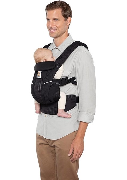 Omni Breeze Bebek Taşıyıcı, Doğumdan Itibaren 20 Kg'a Kadar Yenidoğanlar Için, 4 Pozisyonlu Softflex Mesh Ergonomik Bebek Karın Taşıyıcı, Sırt Taşıma Çantası (Oniks Siyah)