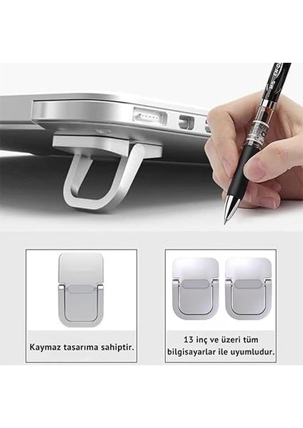 Metal 2 Adet 5mm 3m Yapışkanlı Katlanabilir Ultra Mini Laptop Standı,portatif Taşınabilir Siyah modelleri