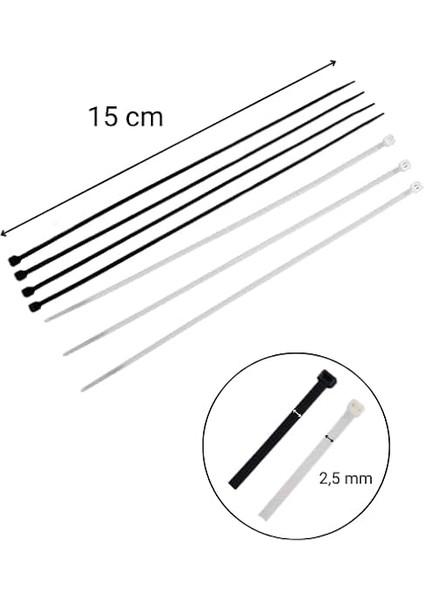 2,5X150 Siyah Kablo Bağı &amp; Plastik Kelepçe &amp; Cırt Kelepçe 100 Adet (Paket) fiyatları