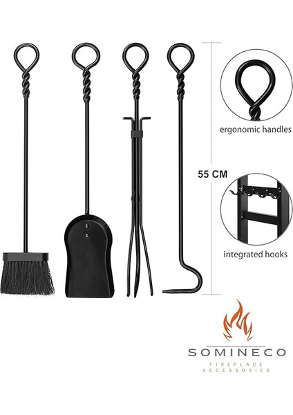 5 Li Ithal Metal Oval Odunluk Raflı Şömine-Soba Maşa Takımı Aksesuar Seti SS-004 indirimleri