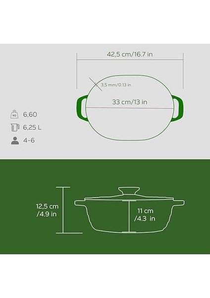 Döküm Oval Tencere Döküm Demir Kapak Experience Majolik Serisi Ölçü 24X33CM. modelleri