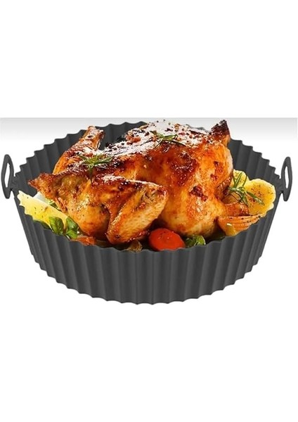 Yeniden Kullanılabilir Xl Airfryer Silikon Pişirme Kabı 23 cm Bpa Içermez Airfryer Pişirme Kağıdı, Yapışmaz Kolay Temizlenir, Büyük Boy Silikon Pişirme Kalıbı (Siyah) modelleri