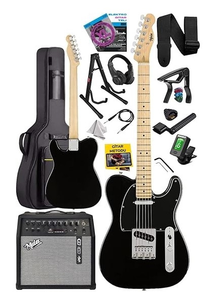 TLX-50BK-50AMP Tele Kasa Maple Klavye 2 Single-Coil 50W Amfili Elektro Gitar fiyatları