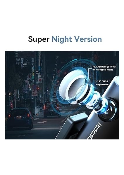 Mını Pro 1296P UHD 330 Derece Görüş 24 Saat Park Modu Akıllı Araç Kamerası indirimleri