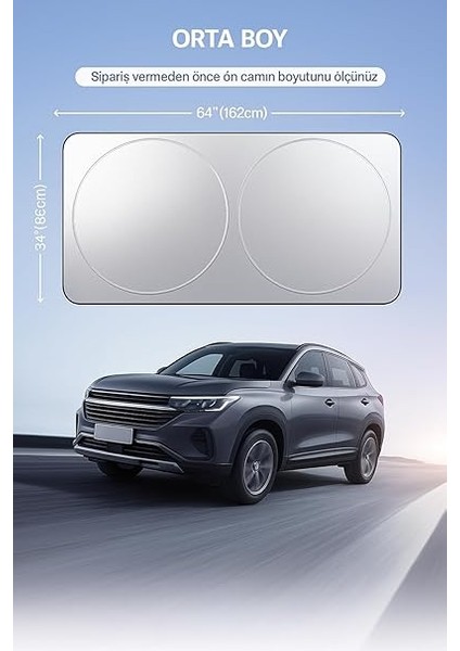 Ön Cam Güneşlik Kolay Katlanabilir (150CM x 70CM) - Uv Koruma ve Isı Azaltma Otomobil Güneşlikleri fiyatları