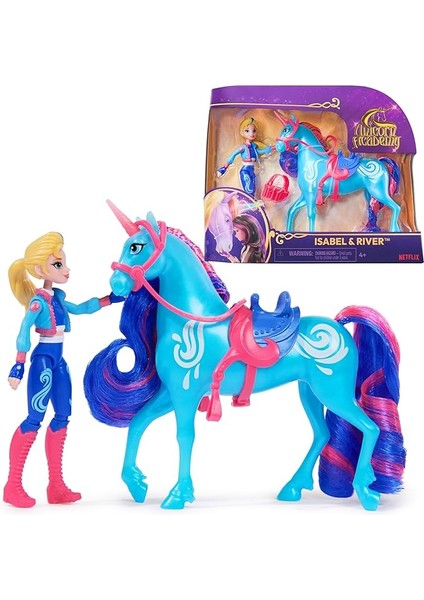 Academy, Isabel &amp; River Seti, 2 Sürüş Aksesuarı ve Saç Şekillendirme Aleti, Bebekler ve Tek Boynuzlu At Oyuncakları 4 Yaş ve Üzeri Kızlar Için