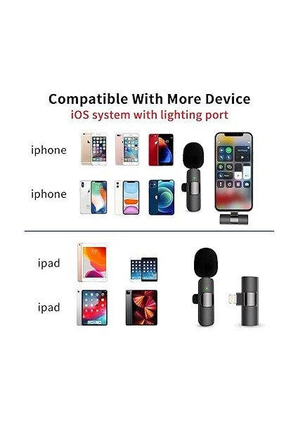 Profesyonel Kablosuz Mikrofon, Iphone, Ipad, Kablosuz Yaka Yaka Çok Yönlü Kondenser Kayıt Mikrofonu Video Kaydı, Canlı Yayın, Röportaj Podcast Vlog Youtube Tiktok fiyatları