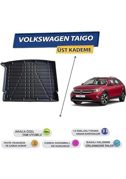 Auto Accessorıes Oto Aksesuar Volkswagen Taigo Üst Kademe 2022 Sonrası Için 3D Yüksek Kenarlı Bagaj Havuzu - Kokusuz, Kolay Temizlenebilir Bagaj Paspası fiyatları