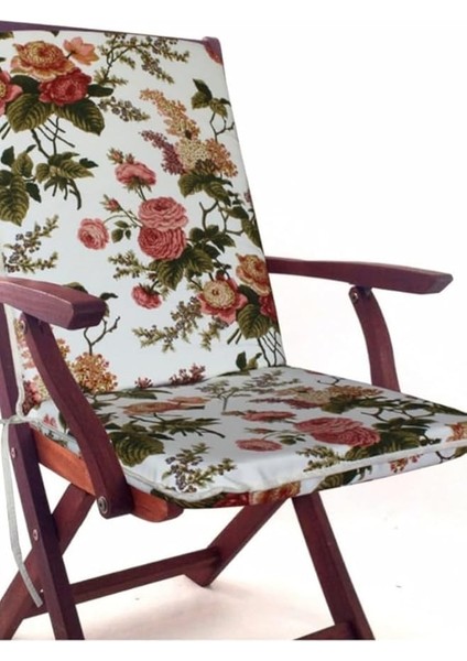 Bahçe Balkon Salon Çiçek Desenli Sandalye Minderi 4'lü